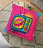 - yerminderi-YER-3280 - Realhomes  Pop Art Wow TV Desenli Dekoratif Yer Minderi - 70 x 70 cm Realhomes