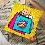 Mavi Zemini Popart Girl Desenli Dekoratif Yer Minderi - 70 x 70 cm Realhomes