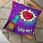 Pembe Zeminli Popart Desenli Dekoratif Yer Minderi - 70 x 70 cm Realhomes