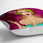 - yerminderi-YER-3291-1 - Realhomes  Fuşya Puanlı Popart Desenli Dekoratif Yer Minderi - 70 x 70 cm Realhomes