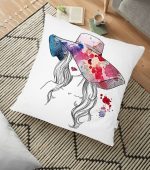 - yerminderi-YER-3296 - Realhomes  Renkli Şapka Tasarımlı Dijital Baskılı Dekoratif Yer Minderi - 70 x 70 cm Realhomes