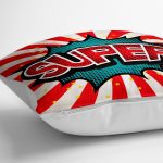 - yerminderi-YER-3297-1 - Realhomes  Kırmızı Beyaz Super Desenli Dijital Baskılı Dekoratif Yer Minderi - 70 x 70 cm Realhomes