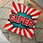 Pembe Zeminli Love Desenli Dijital Baskılı Dekoratif Yer Minderi - 70 x 70 cm Realhomes