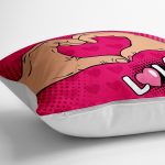 - yerminderi-YER-3299-1 - Realhomes Pembe Love Popart Tasarımlı Dijital Baskılı Yer Minderi - 70 x 70 cm Realhomes