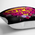 - yerminderi-YER-3301-1 - Realhomes  Siyah Zeminli Super Girl Tasarımlı Dijital Baskılı Yer Minderi - 70 x 70 cm Realhomes