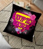 - yerminderi-YER-3301 - Realhomes  Siyah Zeminli Super Girl Tasarımlı Dijital Baskılı Yer Minderi - 70 x 70 cm Realhomes