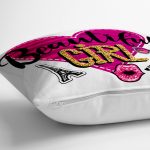 - yerminderi-YER-3306-1 - Realhomes  Beautiful Girl Tasarımlı Popart Dekoratif Yer Minderi - 70 x 70 cm Realhomes