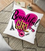 - yerminderi-YER-3306 - Realhomes  Beautiful Girl Tasarımlı Popart Dekoratif Yer Minderi - 70 x 70 cm Realhomes