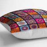 - yerminderi-YER-3316-1 - Realhomes Kareli Etnik Desenli Özel Tasarım Yer Minderi - 70 x 70 cm Realhomes