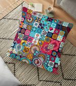 - yerminderi-YER-3317 - Realhomes  RealHomes Mozaik Desenli Özel Tasarım Yer Minderi - 70 x 70 cm Realhomes