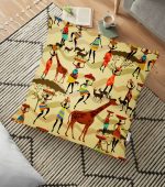 RealHomes Etnik Afrikan Desenli Özel Tasarım Yer Minderi - 70 x 70 cm Realhomes