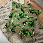 Çuval Zeminli Palmiye Yaprakları Özel Tasarım Yer Minderi - 70 x 70 cm Realhomes