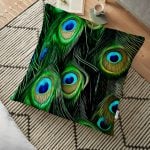 Çuval Zeminli Palmiye Yaprakları Özel Tasarım Yer Minderi - 70 x 70 cm Realhomes