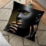 Ekru Zeminde Amazon Yaprakları Özel Tasarım Yer Minderi - 70 x 70 cm Realhomes