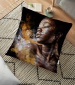 - yerminderi-YER-3338 - Realhomes African Woman Etnik Desenli Dijital Baskılı Yer Minderi - 70 x 70 cm Realhomes