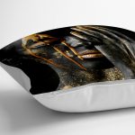 - yerminderi-YER-3339-1 - Realhomes  Gold Afrika Woman Tasarımlı 3D Modern Yer Minderi - 70 x 70 cm Realhomes