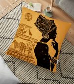 - yerminderi-YER-3347 - Realhomes  African Etnik Tasarım Dijital Baskılı Dekoratif Yer Minderi - 70 x 70 cm Realhomes