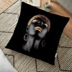 Gold Siyahı Kadın Özel Tasarımlı dekoratif Yer Minderi - 70 x 70 cm Realhomes