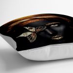 - yerminderi-YER-3349-1 - Realhomes Gold Siyahı Kadın Özel Tasarımlı dekoratif Yer Minderi - 70 x 70 cm Realhomes