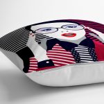 - yerminderi-YER-3360-1 - Realhomes  Pop Art Mujer Elegante Tasarımlı Dijital Baskılı Yer Minderi - 70 x 70 cm Realhomes