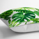 Beyaz Zeminde Watercolor Yapraklar Özel Tasarımlı Yer Minderi - 70 x 70 cm Realhomes