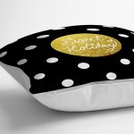 - yerminderi-YER-3370-1 - Realhomes Siyah Zeminde Sweet Holiday Tasarımlı Dijital Baskılı Yer Minderi - 70 x 70 cm Realhomes