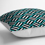 - yerminderi-YER-3376-1 - Realhomes Mavi Çizgili Siyah Beyaz Desenli Dekoratif Yer Minderi - 70 x 70 cm Realhomes