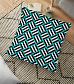 - yerminderi-YER-3376 - Realhomes Mavi Çizgili Siyah Beyaz Desenli Dekoratif Yer Minderi - 70 x 70 cm Realhomes