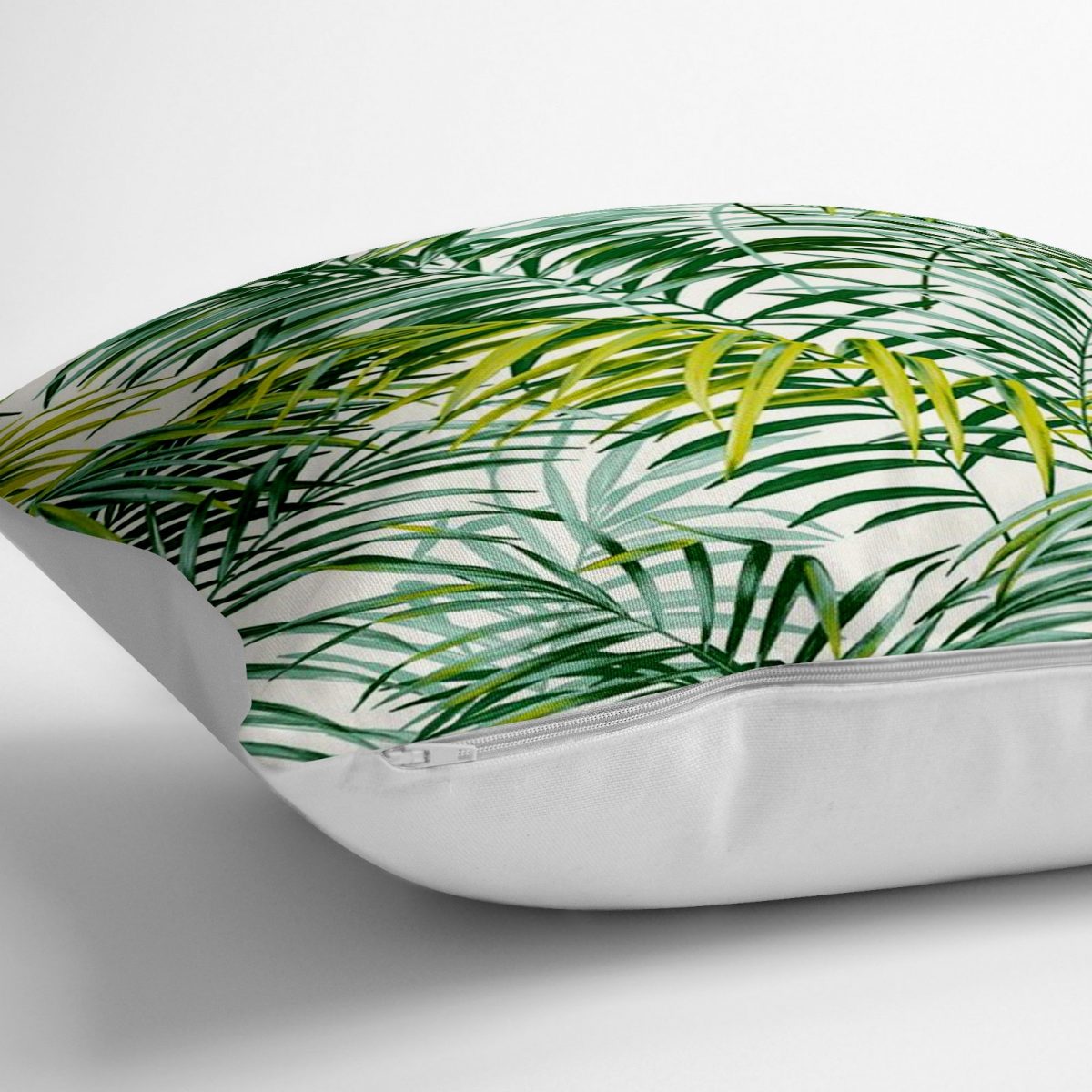 Yeşil Palmiye Yaprakları Özel Tasarımlı Dekoratif Yer Minderi - 70 x 70 cm Realhomes