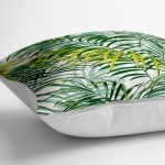- yerminderi-YER-3377-1 - Realhomes  Yeşil Palmiye Yaprakları Özel Tasarımlı Dekoratif Yer Minderi - 70 x 70 cm Realhomes
