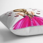 - yerminderi-YER-3379-1 - Realhomes  Balerin Kız Çizimli Dijital Baskılı 3D Dekoratif Yer Minderi - 70 x 70 cm Realhomes