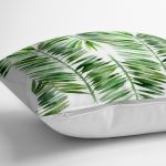 - yerminderi-YER-3380-1 - Realhomes  Suluboya Lif Yapraklar Desenli Özel Tasarım Yer Minderi - 70 x 70 cm Realhomes