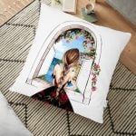 Renkli Zigzag Motifli Pembe Zeminli Modern Yer Minderi - 70 x 70 cm Realhomes