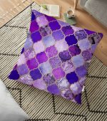 Mor Renkli Ogea Desenli Özel Tasarım Dekoratif Yer Minderi - 70 x 70 cm Realhomes