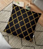 - yerminderi-YER-3393 - Realhomes Gold Detaylı Ogea Desenli Dekoratif Modern Yer Minderi - 70 x 70 cm Realhomes