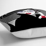 Siyah Beyaz Fashion Woman Tasarımlı Dekoratif Yer Minderi - 70 x 70 cm Realhomes