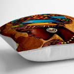 African Woman Çizimli Dijital Baskılı Modern Yer Minderi - 70 x 70 cm Realhomes