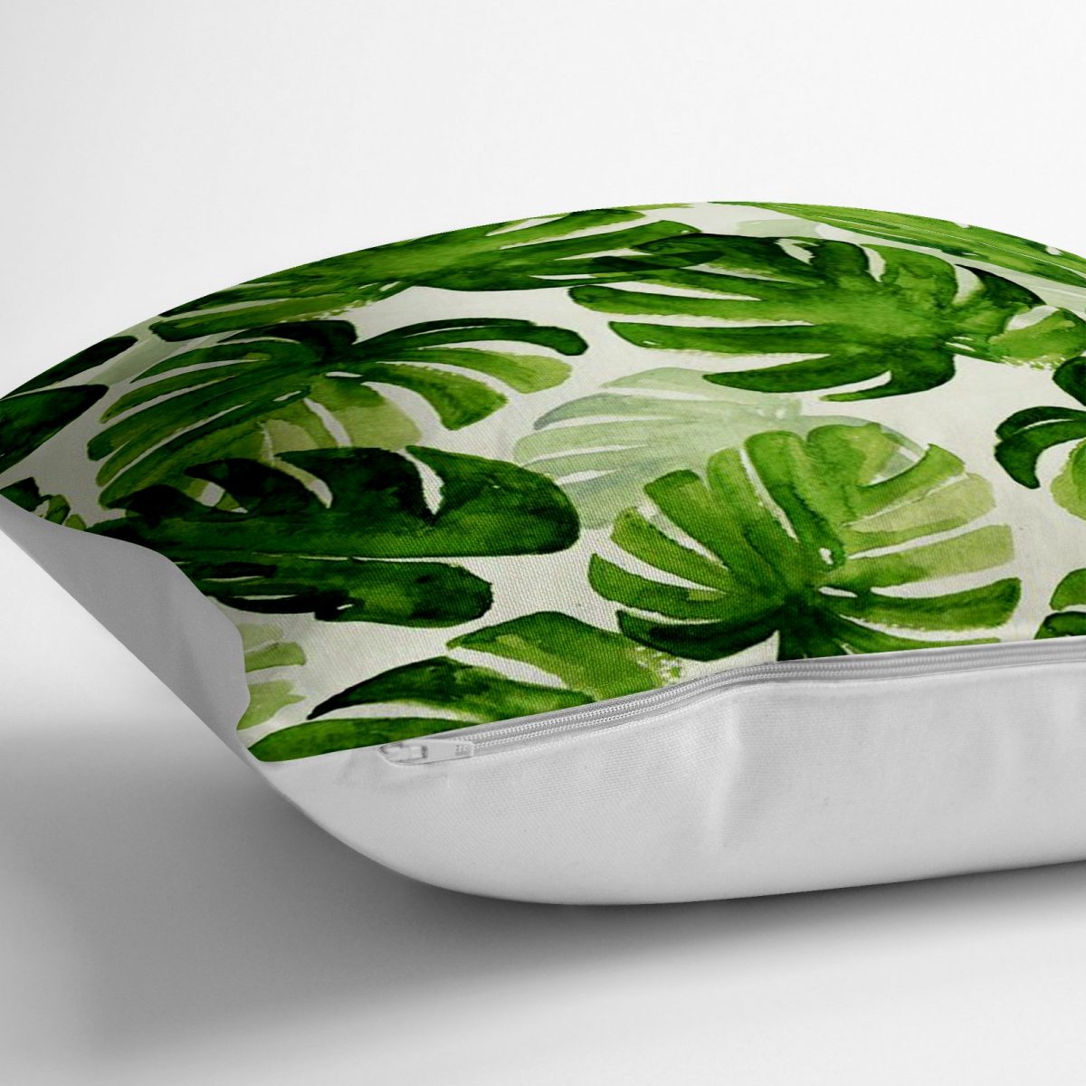 Suluboya Zambak Yaprakları Çizimli Özel Tasarım Yer Minderi - 70 x 70 cm Realhomes