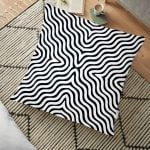 Siyah Zeminli Geometrik Geyik Çizimli Modern Yer Minderi - 70 x 70 cm Realhomes