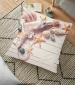 - yerminderi-YER-3418 - Realhomes  Deniz Yıldızı Tasarımlı Dijital Baskılı Dekoratif Yer Minderi - 70 x 70 cm Realhomes