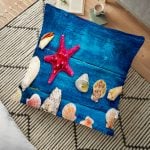 Deniz Yıldızı Tasarımlı Dijital Baskılı Dekoratif Yer Minderi - 70 x 70 cm Realhomes