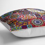 - yerminderi-YER-3425-1 - Realhomes  Mavi Zeminli Deniz Canlıları Tasarımlı Dijital Baskılı Yer Minderi - 70 x 70 cm Realhomes