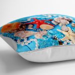 - yerminderi-YER-3432-1 - Realhomes Mavi Zeminde Deniz Yıldızları Tasarımlı Dijital Baskılı Yer Minderi - 70 x 70 cm Realhomes