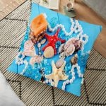 Suluboya Çizimli Renkli Evler Tasarımlı Dijital Baskılı Yer Minderi - 70 x 70 cm Realhomes