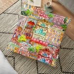 Mavi Zeminde Deniz Yıldızları Tasarımlı Dijital Baskılı Yer Minderi - 70 x 70 cm Realhomes