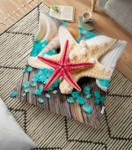 RealHomes Deniz Yıldızı Baskılı Dekoratif Yer Minderi - 70 x 70 cm Realhomes