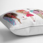 - yerminderi-YER-3438-1 - Realhomes  Summer Kızları Renkli Tasarımlı Dijital Baskılı Yer Minderi - 70 x 70 cm Realhomes