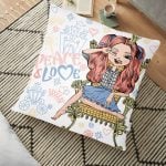 Turkuaz Zeminde Deniz Yıldızları Tasarımlı Dijital Baskılı Yer Minderi - 70 x 70 cm Realhomes