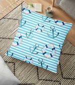 - yerminderi-YER-3446 - Realhomes Mavi Çizgili Denizci Desenli Dijital Baskılı Dekoratif Yer Minderi - 70 x 70 cm Realhomes