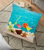 - yerminderi-YER-3447 - Realhomes  Havuz ve Kokteyl Tasarımlı Dijital Baskılı Dekoratif Yer Minderi - 70 x 70 cm Realhomes